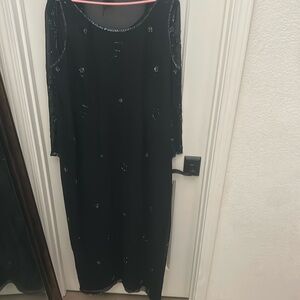 Two piece black sequined pre owned dress.